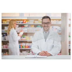 Deflecto 35.75 in. x 24 in. Acrylic Hanging Barrier - Clear (2/Carton)