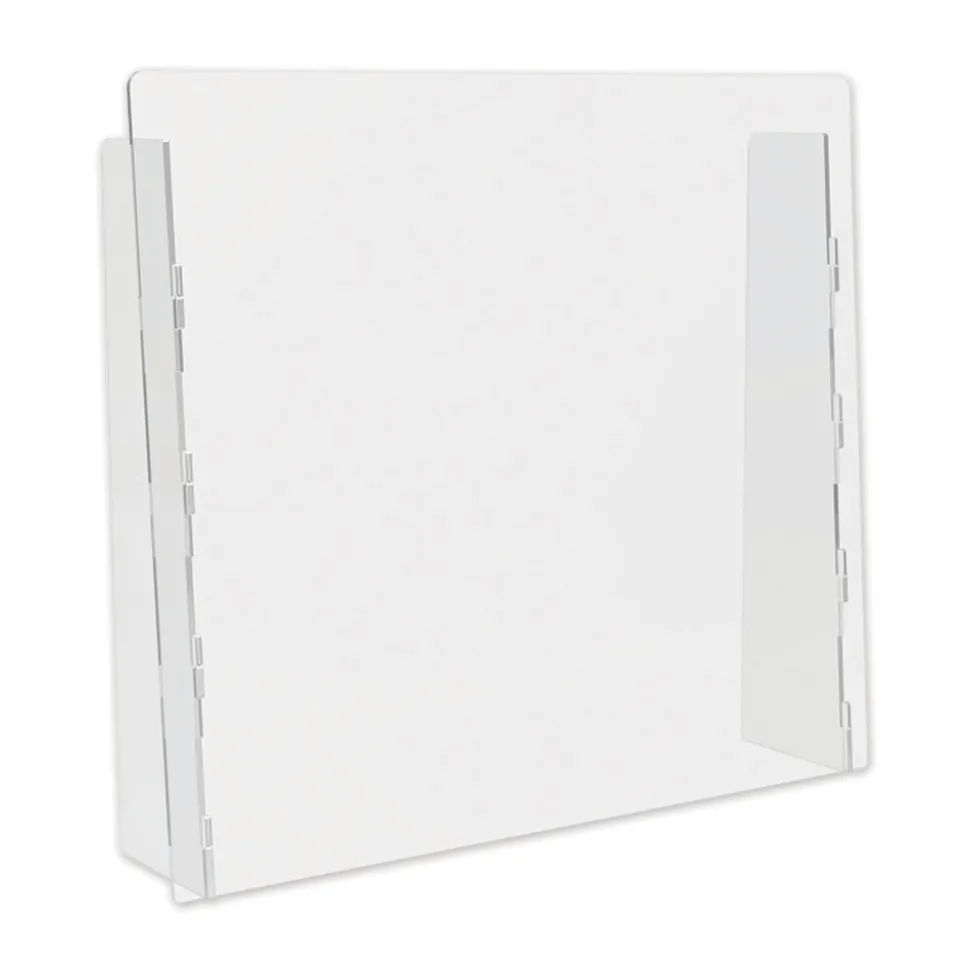 Deflecto 27 in. x 6 in. x 23.75 in. Acrylic Counter Top Barrier with Full Shield - Clear (2/Carton)