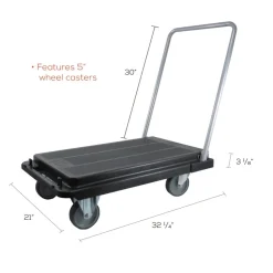 Deflecto 300 lb Capacity 21 x 32.5 x 37.5 Heavy-Duty Platform Cart - Black