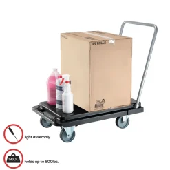 Deflecto 300 lb Capacity 21 x 32.5 x 37.5 Heavy-Duty Platform Cart - Black