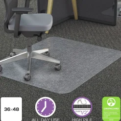 Deflecto 36 x 48 All Day Use Rectangular Chair Mat - Clear