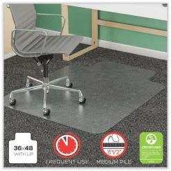 Deflecto 36 x 48 SuperMat Frequent Use Lipped Roll Chair Mat for Med Pile Carpet - Clear