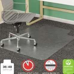 Deflecto 36 x 48 SuperMat Frequent Use Flat Lipped Chair Mat for Med Pile Carpet - Clear