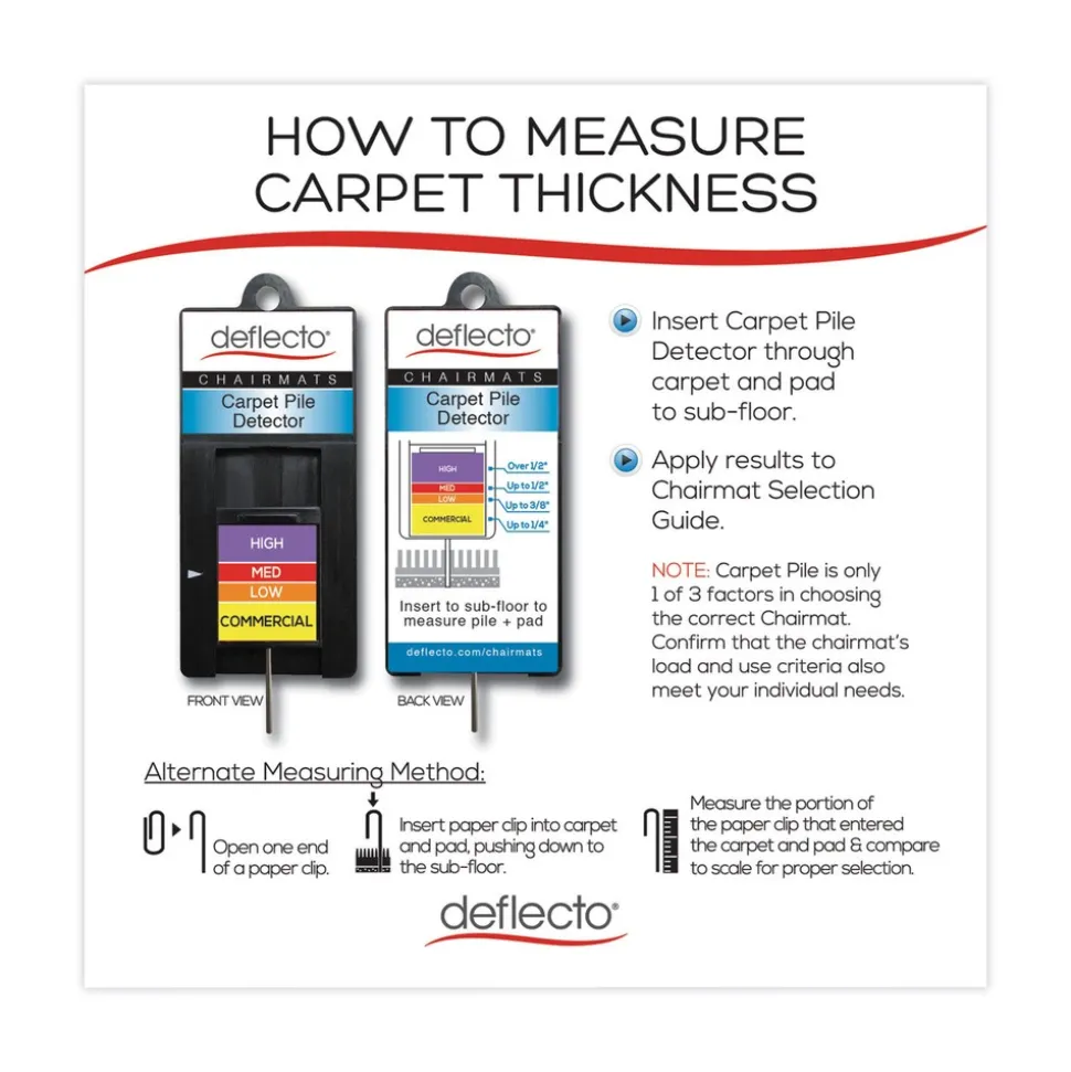 Deflecto 36 x 48 SuperMat Frequent Use Rectangular Chair Mat for Medium Pile Carpet - Clear