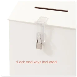 Deflecto 13.75 x 3.63 x 13.94 Plastic Suggestion Box Literature Holder with Locking Top - White