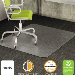 Deflecto DuraMat Moderate Use Low Pile Carpet Flat Rectangle 46 in. x 60 in. Chair Mat - Clear