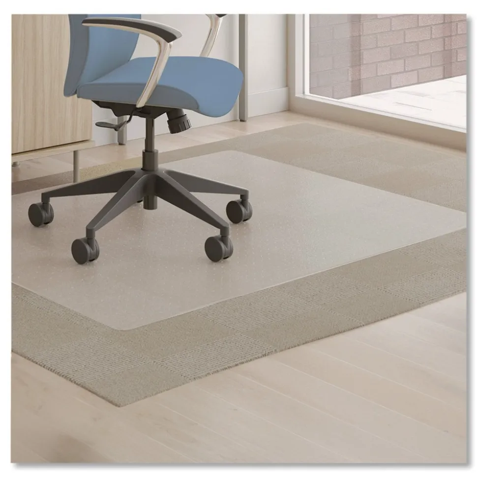 Deflecto Medium Pile Carpet Rectangular 60 in. x 46 in. Antimicrobial Chair Mat - Clear