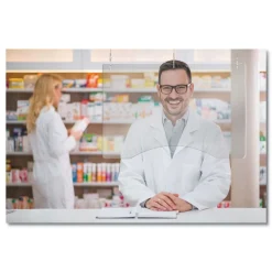 Deflecto PBCHA2436 23.75 in. x 35.75 in. Acrylic Hanging Barrier - Clear (2/Carton)