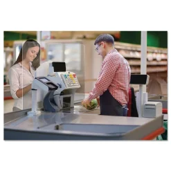 Deflecto PBCMPC3138FB 31.5 in. x 38 in. Polycarbonate Mounting Safety Barrier with Full Shield and Brace - Clear (2/Carton)