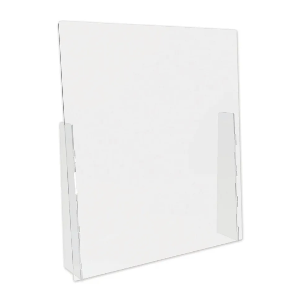 Deflecto PBCTPC3136F 31.75 in. x 6 in. x 36 in. Polycarbonate Counter Top Barrier with Full Shield - Clear (2/Carton)