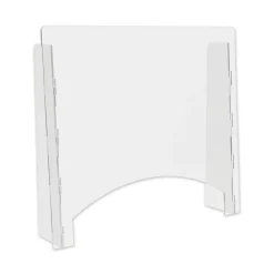 Deflecto PBCTPC2724P 27 in. x 6 in. x 23.75 in. Polycarbonate Counter Top Barrier with Pass Thru - Clear (2/Carton)