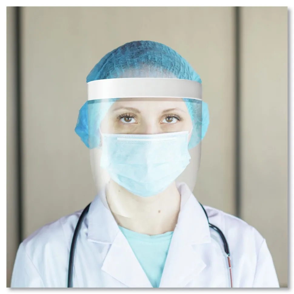 Deflecto PFMD100F 13 in. x 10 in. Disposable Face Shield - Clear (100/Carton)