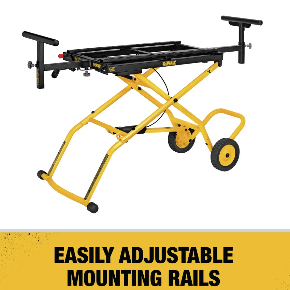 Dewalt 25 in. x 60 in. x 32.5 in. Heavy-Duty Rolling Miter Saw Stand - Yellow/Black