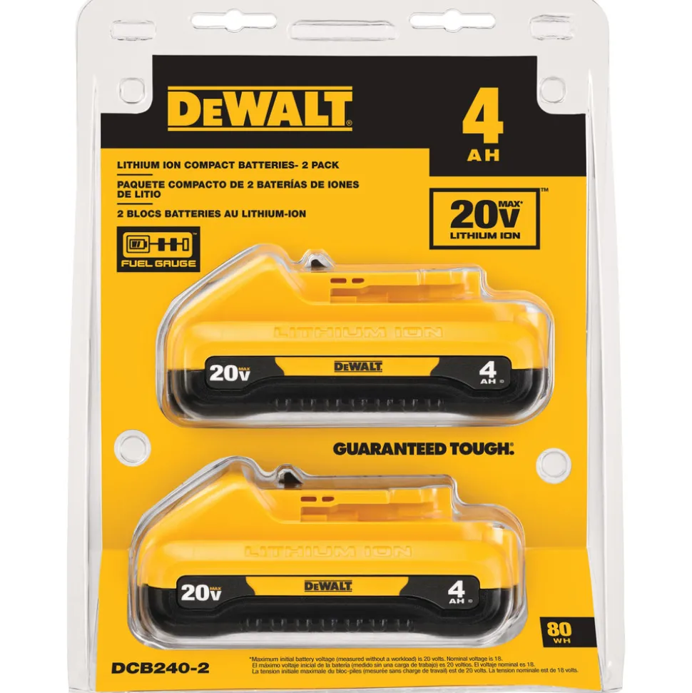 Dewalt (2) 20V MAX 4 Ah Compact Lithium-Ion Batteries