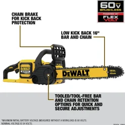 Dewalt DCCS670B 60V MAX Brushless Lithium-Ion 16 in. Cordless Chainsaw (Tool Only)