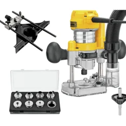 Dewalt 110V 7 Amp Variable Speed 1-1/4 HP Corded Compact Router with LED Combo Kit