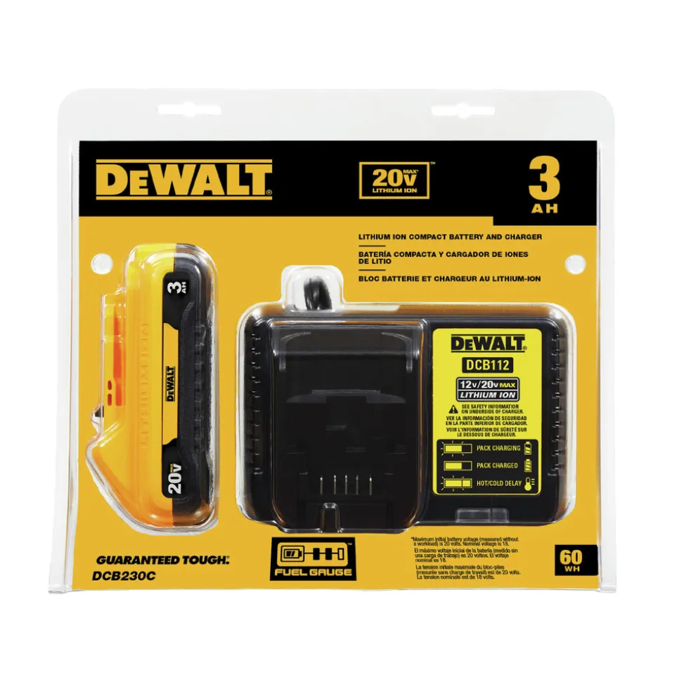 Dewalt 20V MAX 3 Ah Lithium-Ion Compact Battery and Charger Starter Kit
