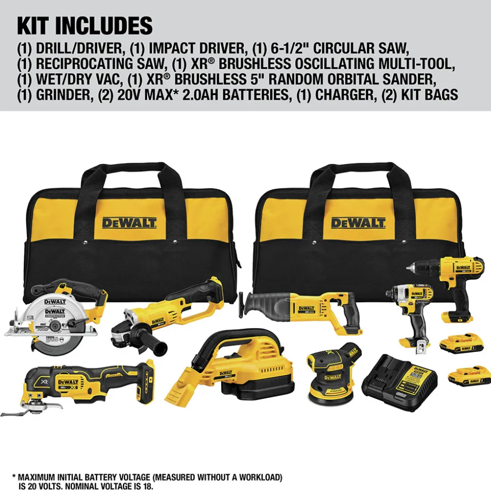 Dewalt 20V MAX Brushless Compact Lithium-Ion Cordless 8-Tool Combo Kit (2 Ah)
