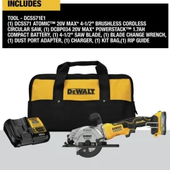 Dewalt 20V MAX Brushless Lithium-Ion 4-1/2 in. Cordless ATOMIC Circular Saw Kit (1.7 Ah)