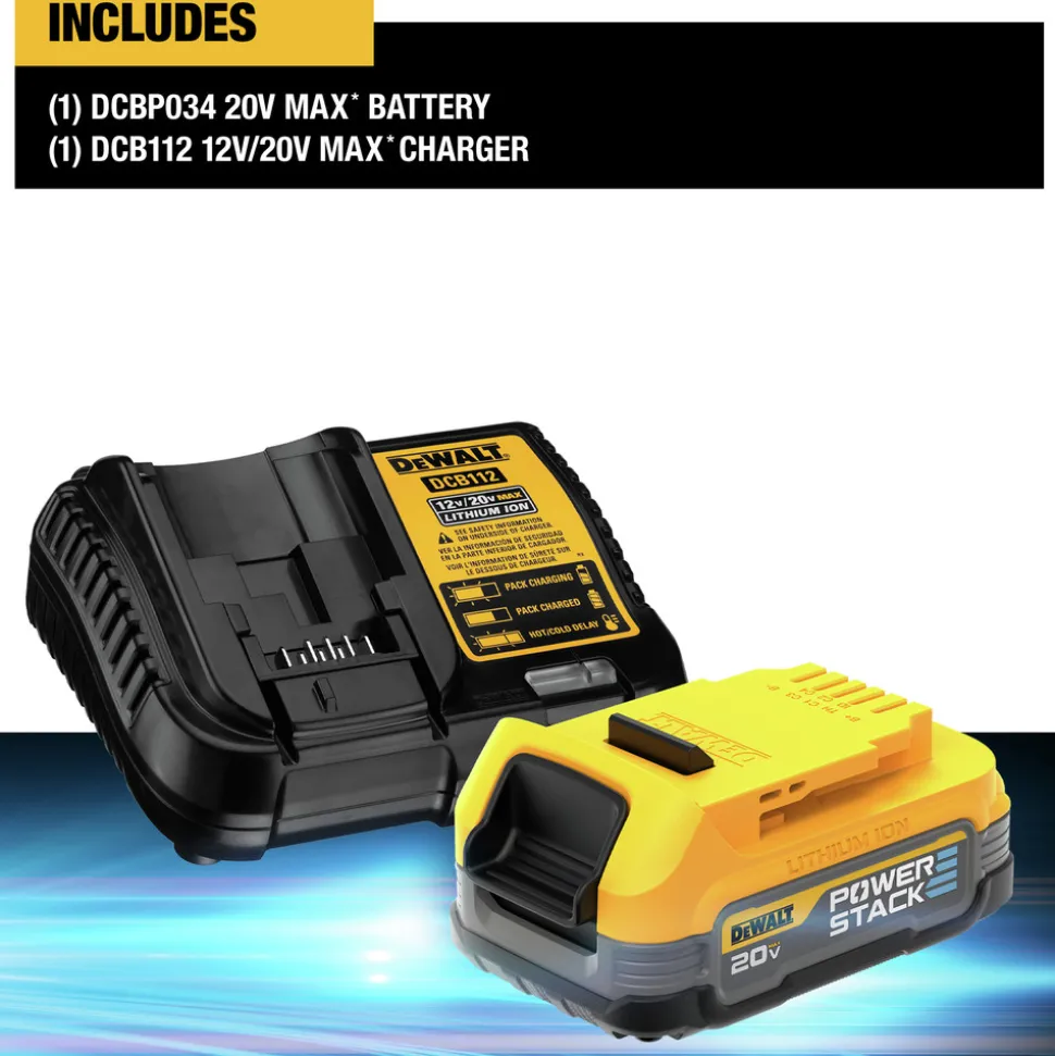 Dewalt 20V MAX POWERSTACK Compact Lithium-Ion Battery and Charger Starter Kit (1.7 Ah)