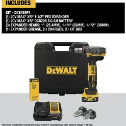 Dewalt 20V MAX XR Brushless Lithium-Ion 1-1/2 in. Cordless PEX Expander Kit (5 Ah)