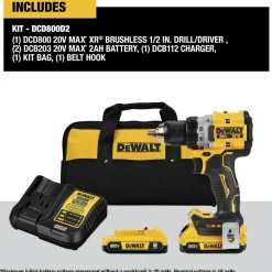 Dewalt 20V MAX XR Brushless Lithium-Ion 1/2 in. Cordless Drill Driver Kit with 2 Batteries (2 Ah)