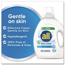 Dial 73 oz. Bottle 58 Loads Free Clear HE Laundry Detergent - Unscented (6/Carton)