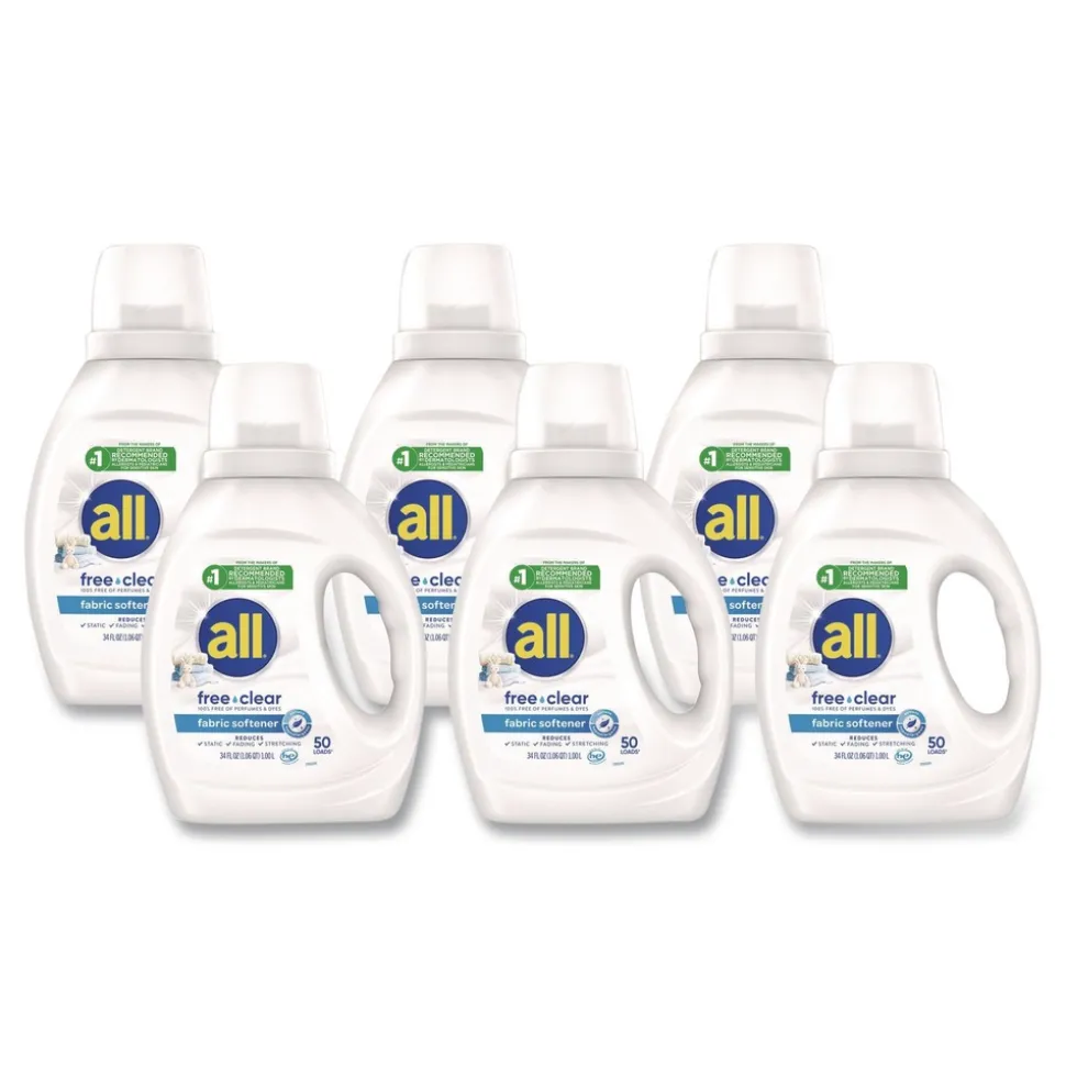 Dial 34 oz. Bottle Free Clear Liquid Fabric Softener - Fragrance Free (6/Carton)