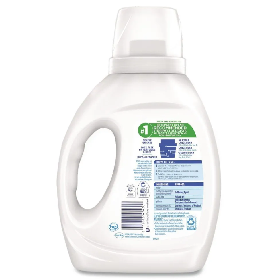 Dial 34 oz. Bottle Free Clear Liquid Fabric Softener - Fragrance Free (6/Carton)