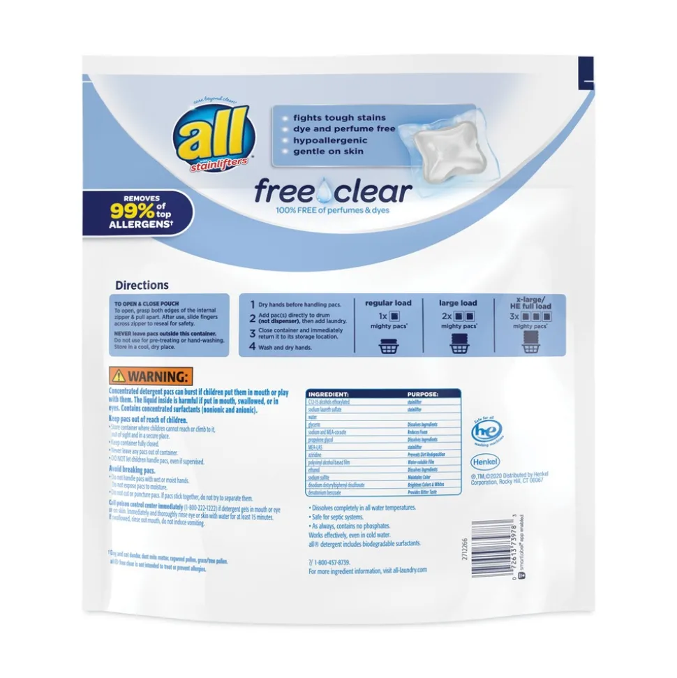 Dial Mighty Pacs Free and Clear Super Concentrated Laundry Detergent (6/Carton)