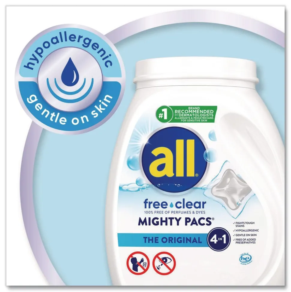 Dial MIGHTY PACS Free Clear Laundry Detergent (4/Carton)