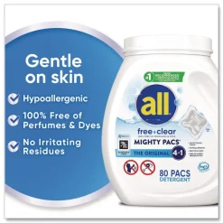 Dial MIGHTY PACS Free Clear Laundry Detergent (4/Carton)