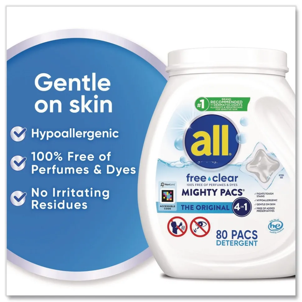 Dial MIGHTY PACS Free Clear Laundry Detergent (4/Carton)