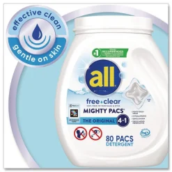 Dial MIGHTY PACS Free Clear Laundry Detergent (4/Carton)