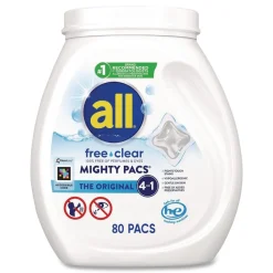 Dial MIGHTY PACS Free Clear Laundry Detergent (4/Carton)