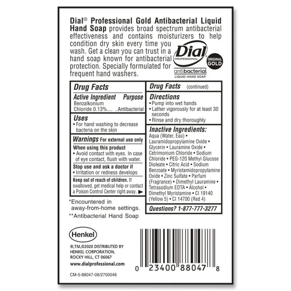 Dial Professional 1 gal. Gold Antibacterial Liquid Hand Soap (4/Carton)