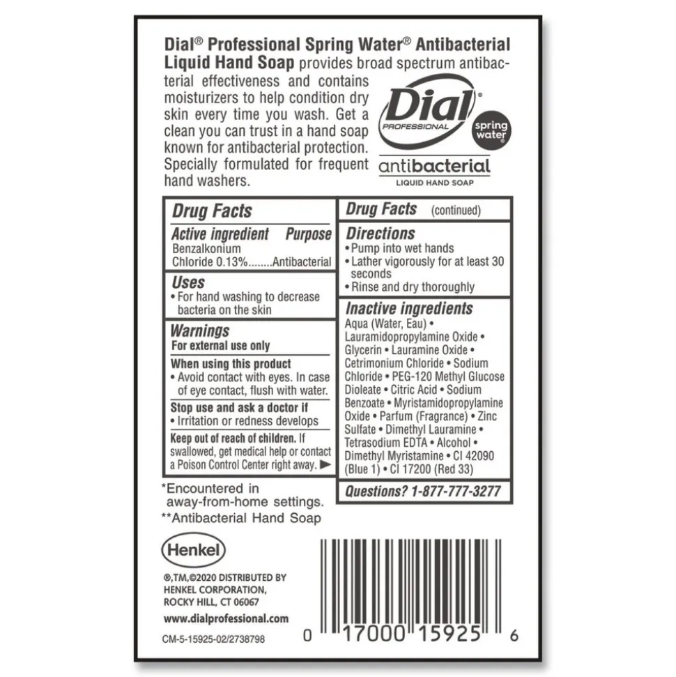 Dial Professional 1 Gallon Spring Water Antibacterial Liquid Hand Soap