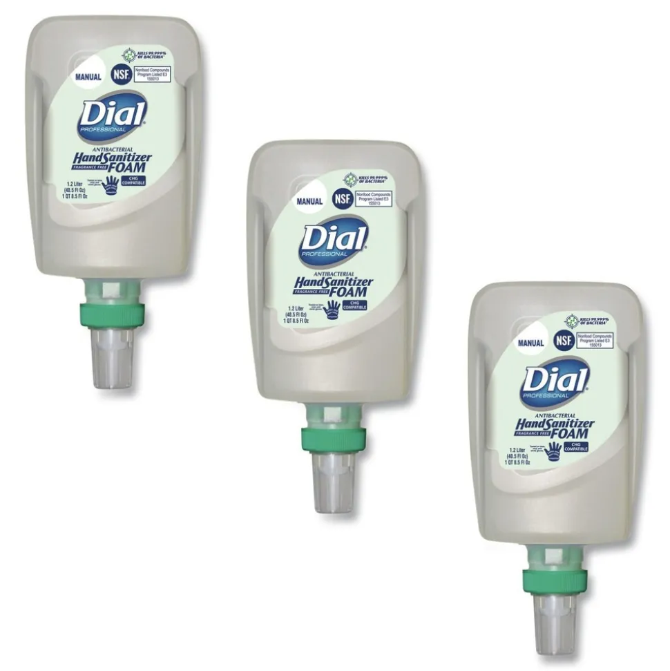 Dial Professional 1.2 Liter Bottle Antibacterial Foaming Hand Sanitizer Refill for FIT Manual Dispenser - Fragrance-Free (3/Carton)