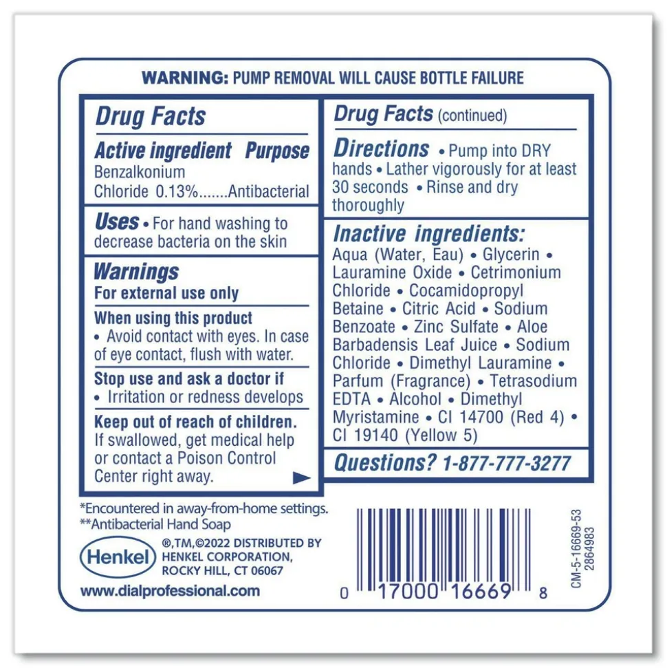 Dial Professional 1.2 Liter Antibacterial Foaming Hand Wash Refill for FIT Manual Dispenser - Original Scent