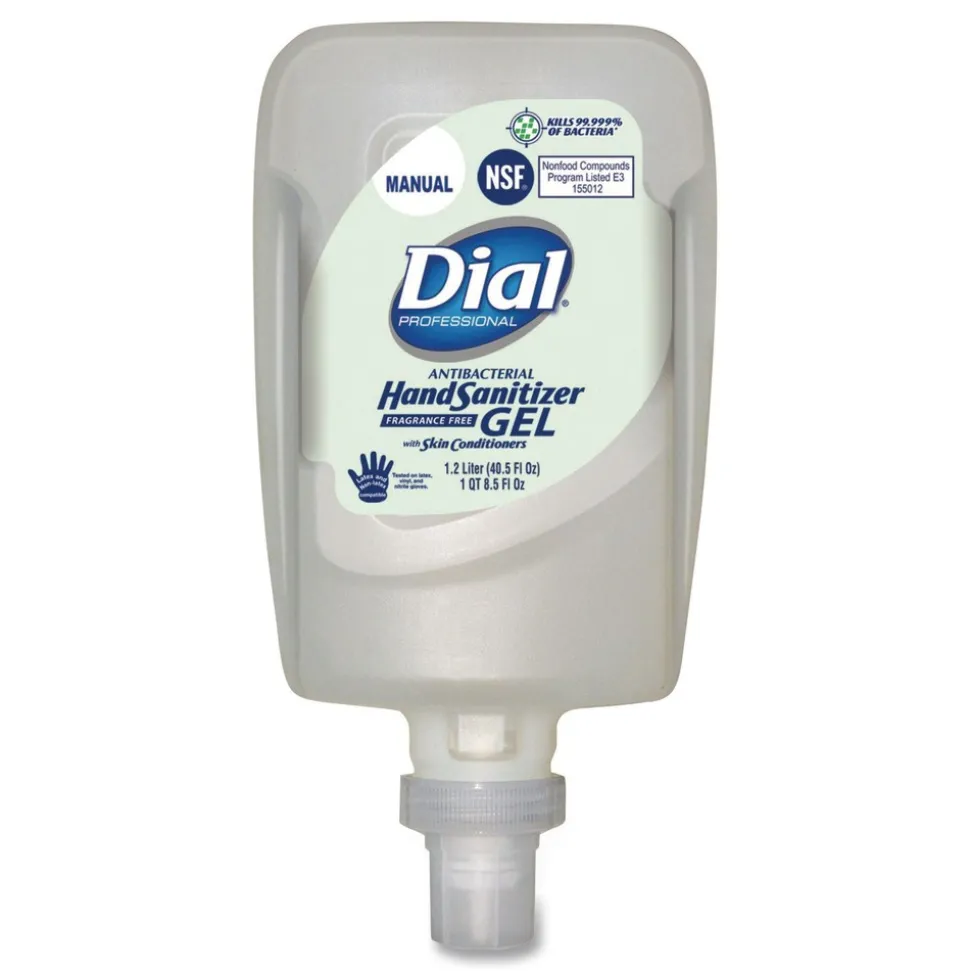 Dial Professional 1.2 Liter Antibacterial Gel Hand Sanitizer Refill for FIT Manual Dispenser - Fragrance-Free (3/Carton)