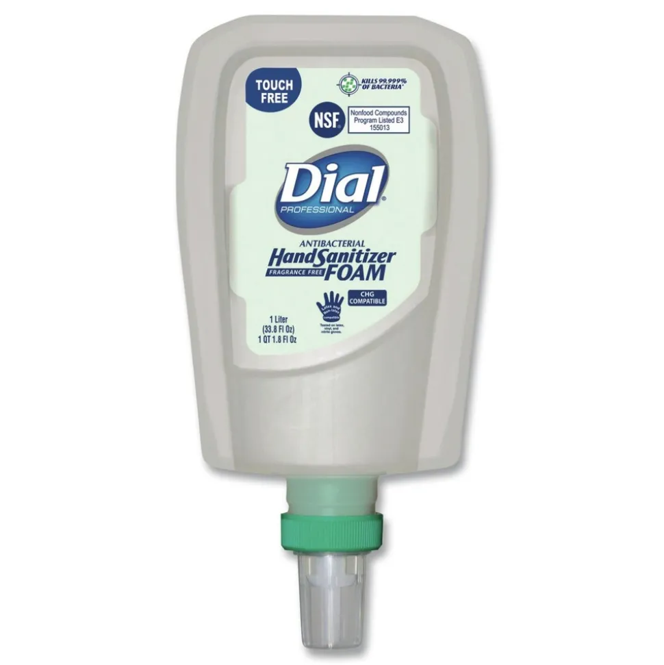 Dial Professional 1 Liter Bottle Antibacterial Foaming Hand Sanitizer Refill for FIT Touch Free Dispenser - Fragrance-Free