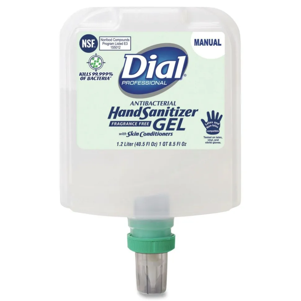 Dial Professional 1.2 Liter Antibacterial Gel Hand Sanitizer Refill for Dial 1700 Dispenser - Fragrance-Free (3/Carton)