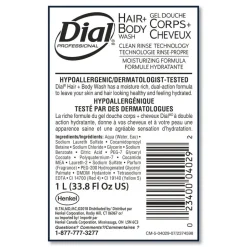 Dial Professional 1 Liter Hair and Body Wash Refill Bottle - Neutral Scent (8/Carton)