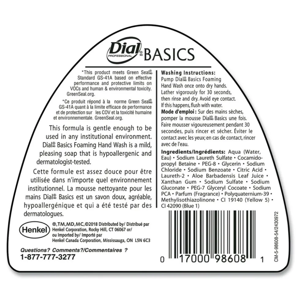 Dial Professional 15.2 oz. Basics Hypoallergenic Foaming Hand Wash - Honeysuckle Scent