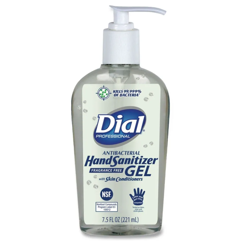 Dial Professional 7.5 oz. Pump Bottle Antibacterial with Moisturizers Gel Hand Sanitizer - Fragrance-Free