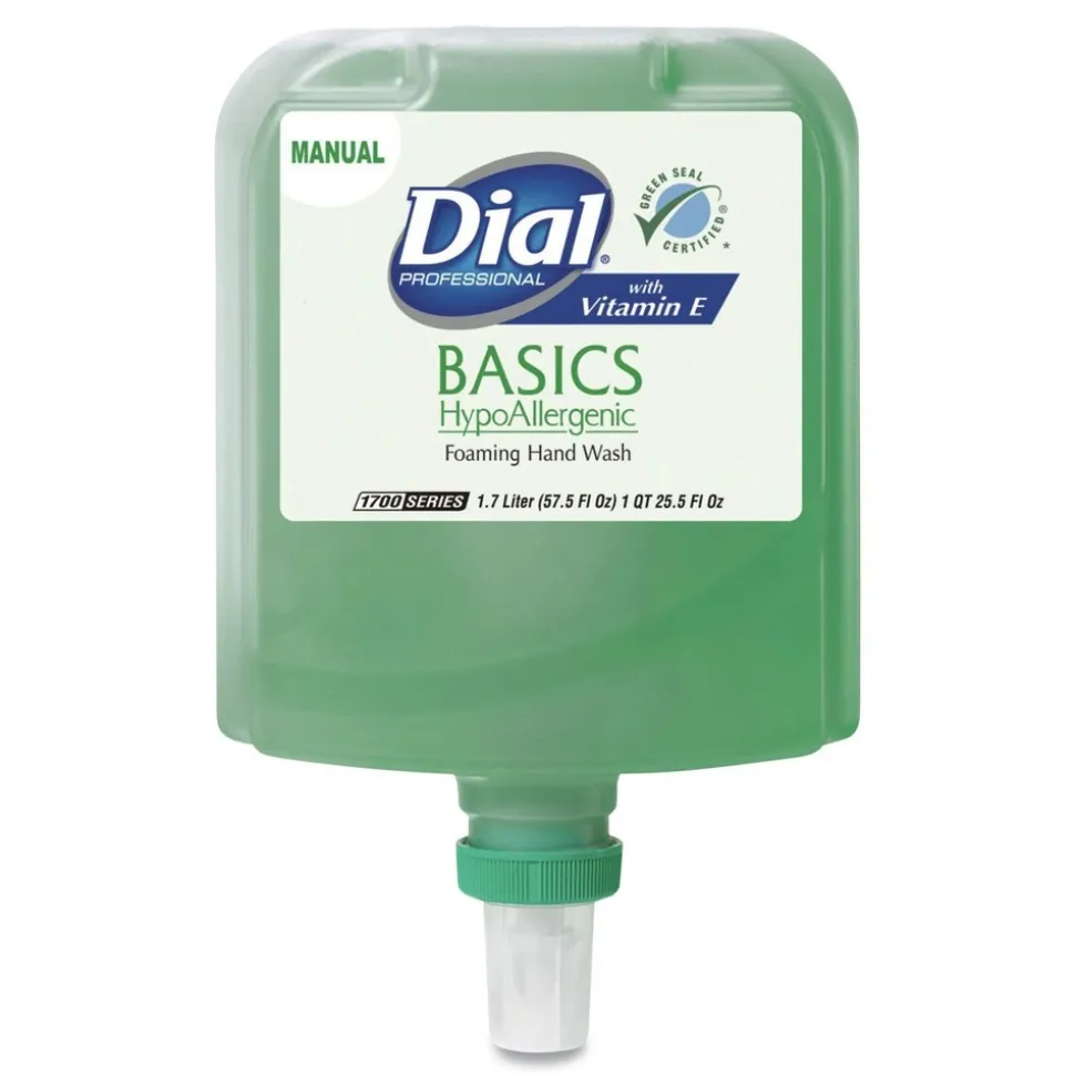 Dial Professional Basics 1.7 Liter Hypoallergenic Foaming Hand Wash Refill for Dial 1700 Dispenser - Honeysuckle (3/Carton)