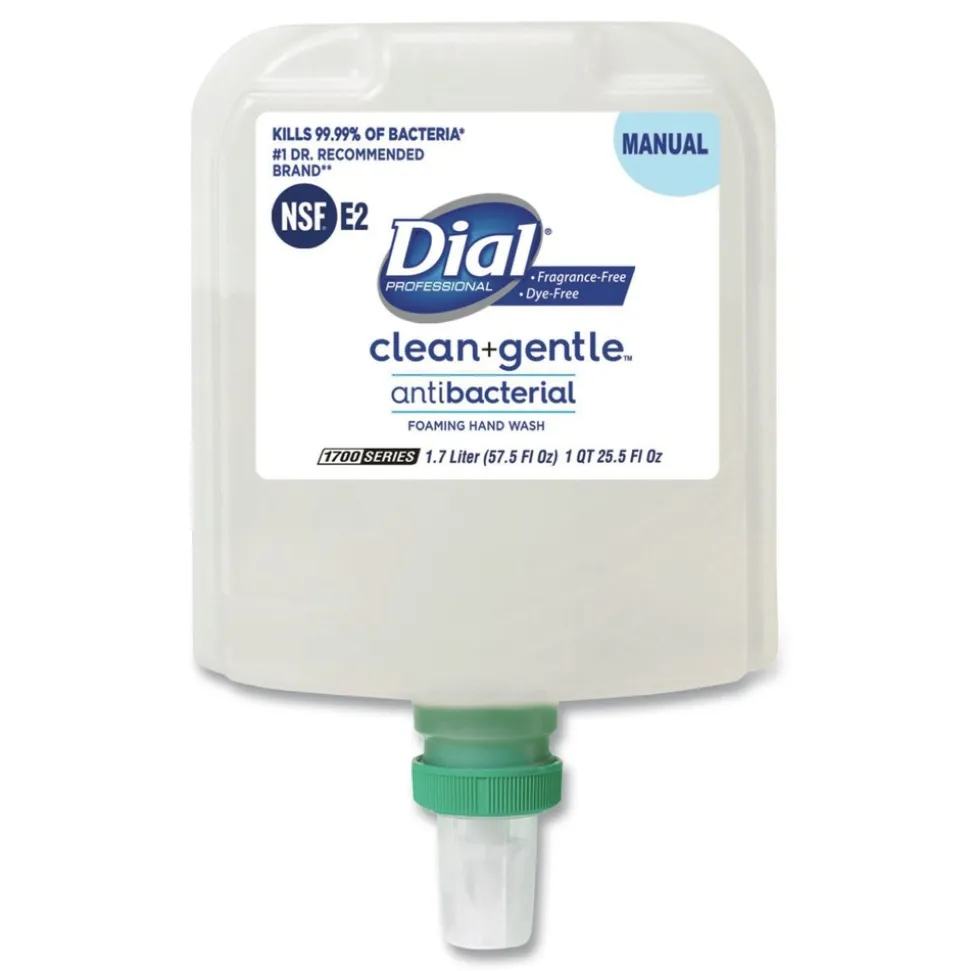 Dial Professional CleanPlusGentle 1.7 Liter Antibacterial Foaming Hand Wash Refill for 1700 Dispenser - Fragrance-Free (3/Carton)