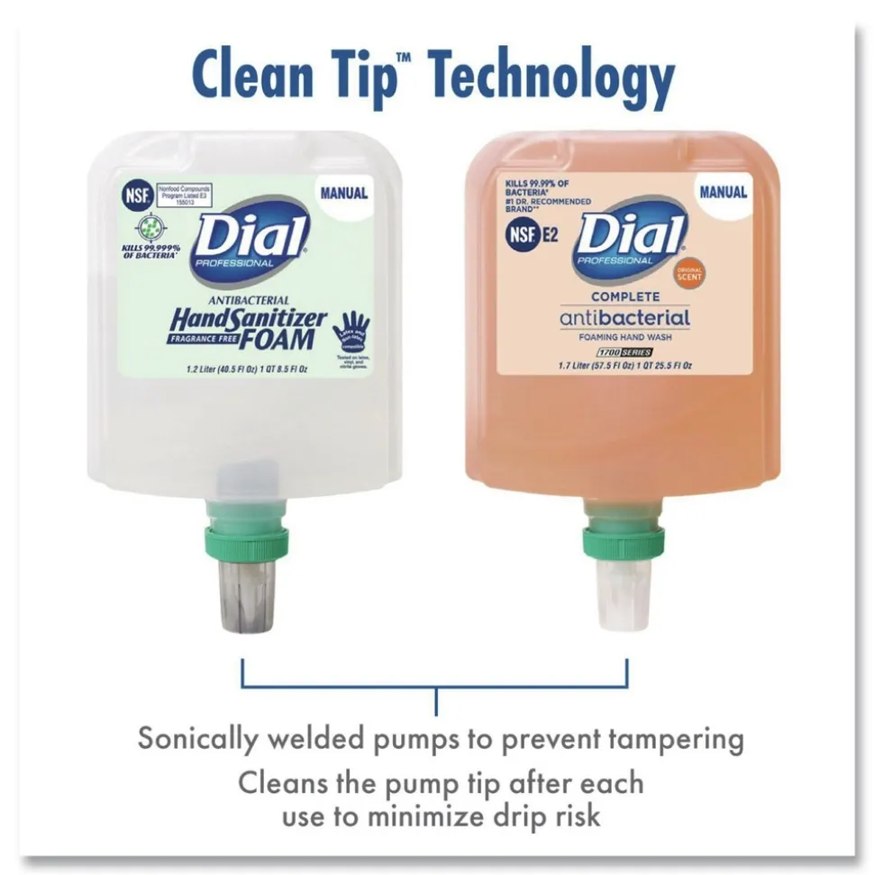 Dial Professional CleanPlusGentle 1.7 Liter Antibacterial Foaming Hand Wash Refill for 1700 Dispenser - Fragrance-Free (3/Carton)