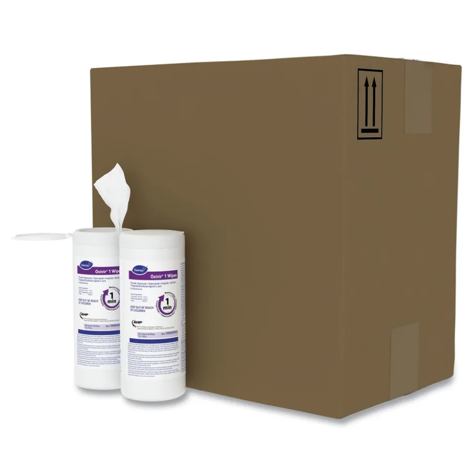 Diversey Care Oxivir 7 in. x 8 in. 1-Ply 1 Wipes (60/Canister, 12 Canisters/Carton)