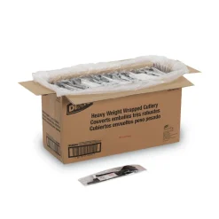 Dixie CH56NSPC7 Wrapped Fork/Knife/Spoon/Napkin Packets - Black (250/Carton)